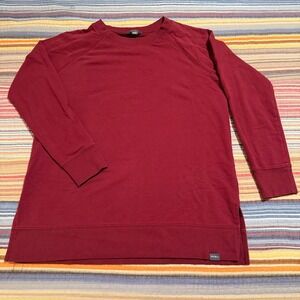 Eddie Bauer Womens Burgundy Raglan Sleeve Crewneck Sweatshirt Tunic Side Slit M
